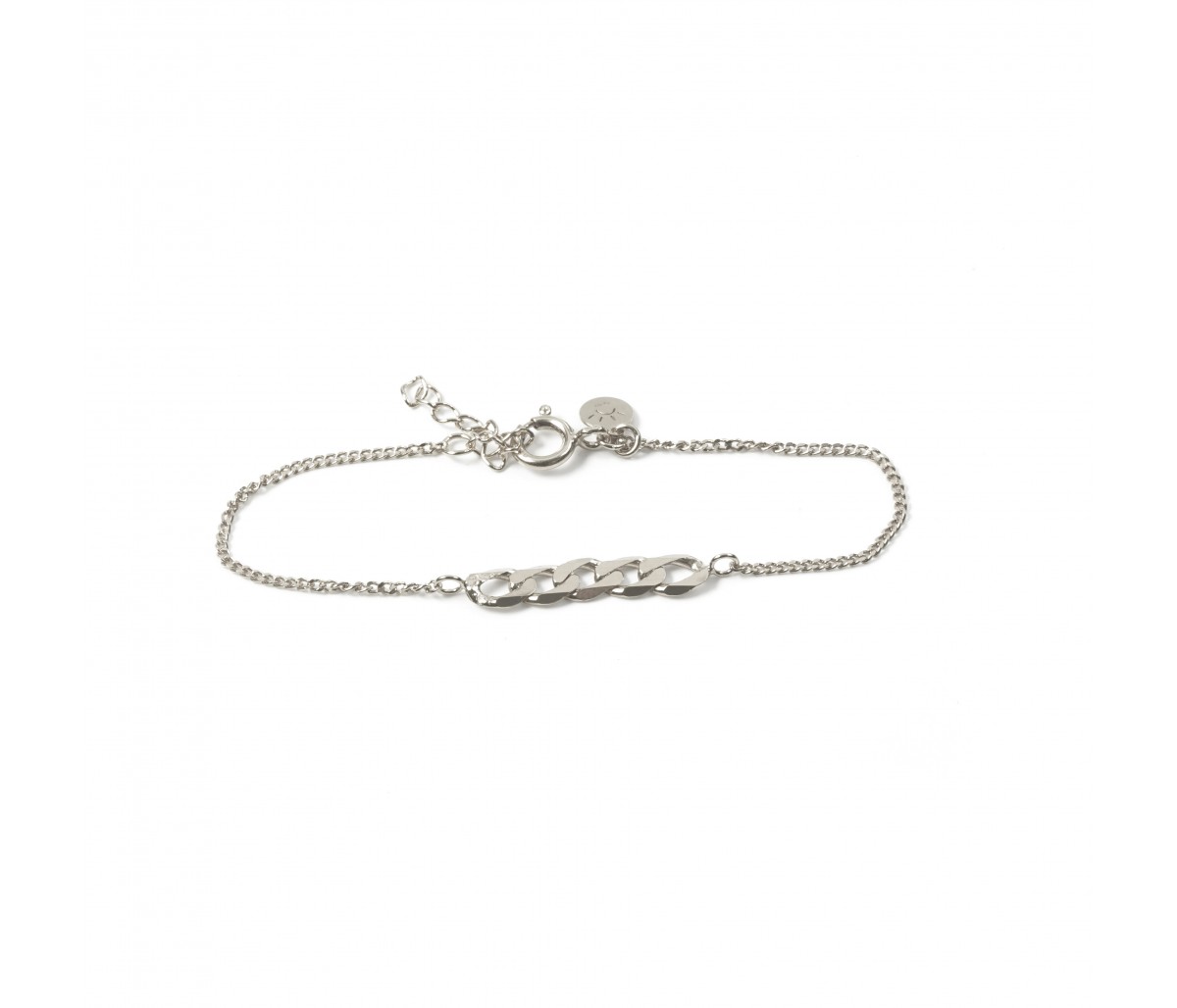 handmade silver mesh bracelet with thin and thick links